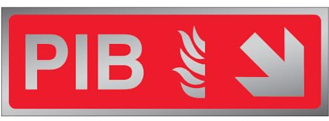 V Safety PIB Hinweisschild mit Pfeil nach unten/rechts, 300 x 100 mm, 3 mm, gebürstetes Aluminium-Verbundwerkstoff