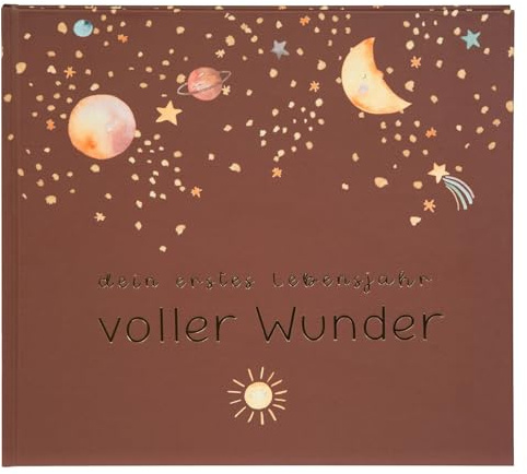 goldbuch 50496 Babytagebuch Voller Wunder Weltraum, Babyfotoalbum Braun