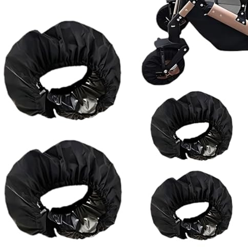 XOXVURI 4-Teilige Kinderwagen Reifen Überzieher,Durchmesser 12-18CM Wasserdichte Radschutzhülle Oxford Stoff, Kinderwagen Radabdeckung Rollstuhlschutzabdeckung Staubdicht Kinderwagen Zubehör