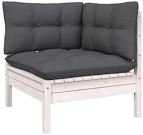 Myheimly Garten Sofa, Gartensofa,Gartencouch Modular,Sofa Couch Gartenmöbel Gartengarnitur, Garten-Sofa-Modul Weiß,Ecksofa