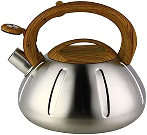 Bouilloire sifflante en cuivre et acier inoxydable pour poêle à bois, capacité de 2,5 L, idéale pour la maison, le bureau et l'extérieur, couleur marron, design durable et élégant, célèbre marque
