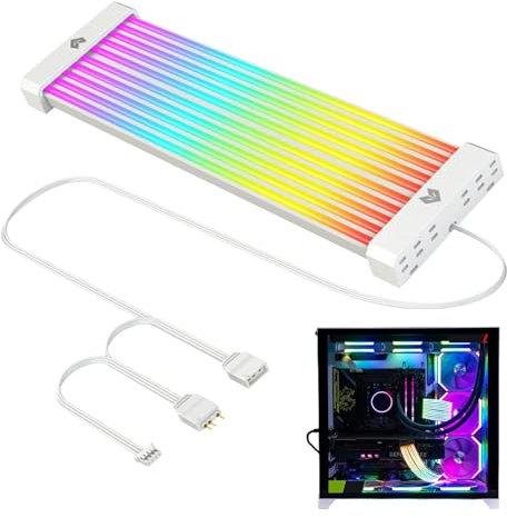 Ahuuen ARGB -PC Cache-câble PSU Bande LED - Contrôle de la carte mère - Carte mère 24 broches - Câble d'extension d'alimentation pour carte mère - 5 V - Construction de décoration