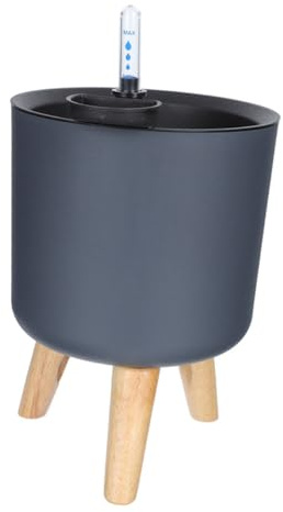 BESPORTBLE Maceta con Riego Automático de PP Gris con Indicador de Agua | Entrada de Agua Superior, Liner Interior Extraíble, Patas Firmes, Uso en Exterior y Decoración del Hogar