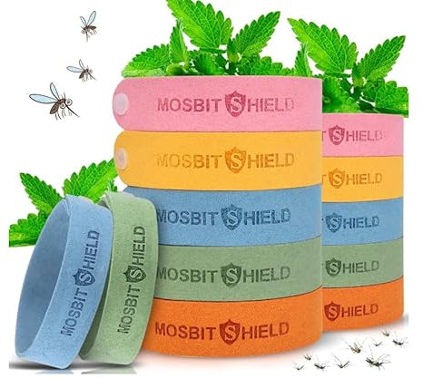 Braccialetti Antizanzare, 12 Pezzi Braccialetti Repellenti per Zanzare, Braccialetto Repellenti Antizanzare Bambini e Adulti, Sicuro non Tossiche, Protezione contro i morsi per Interno Esterno