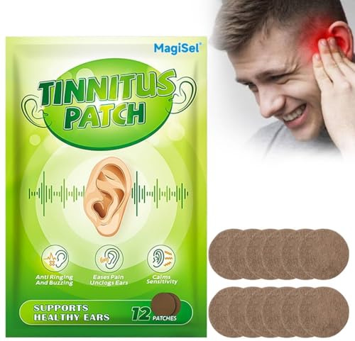 Pflaster für die Gesundheit des Ohrs, Ohr-Akupunktur-Patch, Ohr-Gesundheits-Patch, Natürliche pflanzliche Inhaltsstoffe Tinnitus Patch, Für die Ohrenpflege, (12 Stück)