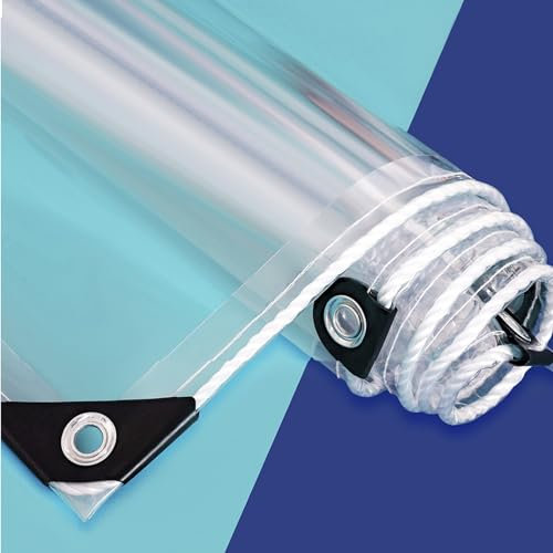 QSTGX Bâche Plastique Transparente avec œillets Résistante Couverture en Feuille de Bâche Végétale Polyvalente pour couverture de serre Rideaux de gazebo imperméables pour l'extérieur(6.56x9.84ft/2x3m
