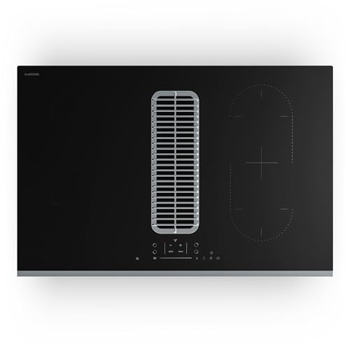 Klarstein Verosteel Plaque Induction Avec Hotte Intégrée - 80cm, 4 Zones, 7400W, Curseur Tactile, Minuterie, Détection Casseroles, Verre Noir, Sécurité Enfant, Plaque Cuisson Hotte Intégrée