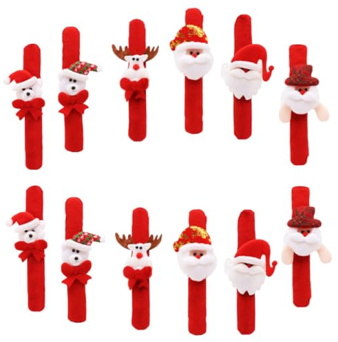 ZUNOXAZ 12 Stück Teiliges Weihnachts-slap-armband Festlichen Motiven Langlebig und Modisch als Partygeschenk Kindergeburtstags-mitgebsel und Festliche Handgelenksdekoration für Erwachsene