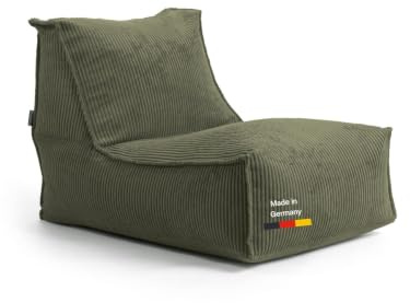 mokebo Sitzsack aus Cord 'Der Gelassene' Made in Germany, Bean Bag, Relaxliege oder Bodenkissen mit EPS-Perlen Füllung, kuschelige und gemütliche Liege für Wohnzimmer und Wintergarten in Grün
