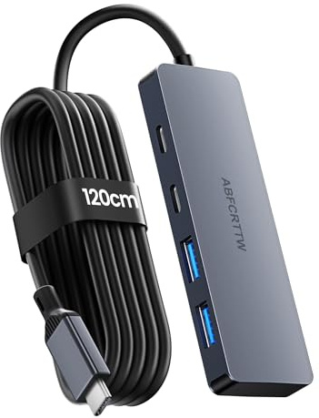 ABFCRTTW USB C Hub 10Gbps, 4-Port USB C Splitter für Desktop, USB 3.2 Hub mit 120cm Kable, USB C Verteiler für iPhone 17 Serie, Laptop, MacBook, Mac mini, iMac, iPad, Chromebook und mehr