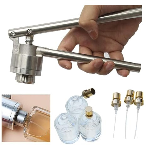 Crimpadora manual de botellas de perfume, máquina de sellado manual de acero inoxidable para botellas de 13 mm a 20 mm con mango largo ergonómico