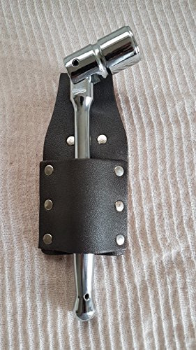Heavy Duty Scaffold Spanner 7/16 (21mm) 12 Teeth Flexi Head Swing Over Handle With Black Leather Single Spanner Frog/Pocket/Pouch BBI for Scaffolding Tools Leather Belt