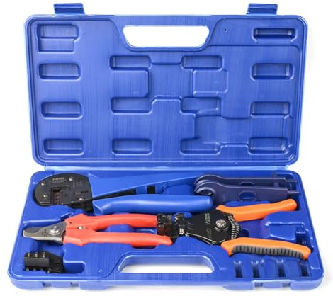 iCrimp KIT-2546S Kit d'outils de sertissage solaire, outils de sertissage avec coupe-fil, pince à dénuder, pince à sertir, pince à sertir pour connecteurs solaires 2,5/4/6.0mm² Système solaire PV