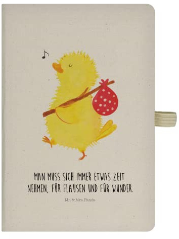 Mr. & Mrs. Panda DIN A5 Baumwoll Notizbuch Küken Wander - Ostergeschenke, Osterdeko, Geschenk, Ostern Geschenk, Osterdeko, Adressbuch,