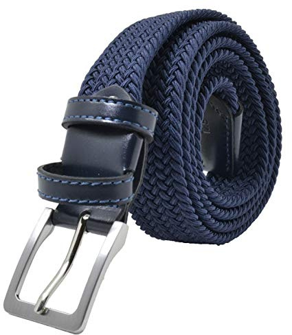 GRESEL Elastischer Geflochtener Gürtel Herren Damen – Flechtgürtel mit Echtleder-Einsätzen, Verstellbar, Stretch Gürtel für Jeans, Hose, Freizeit, Business