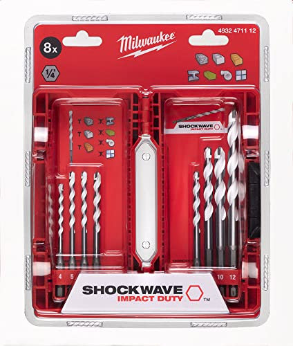 Milwaukee 4932471112 Shockwave Multi-Material Drill Bit 1/4 Inch Hex Cassette 8-Piece
