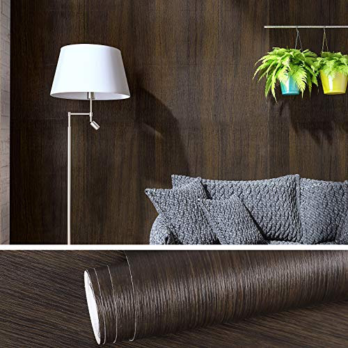 VEELIKE Pellicola Adesiva Legno Marrone Scuro Spesso Carta Adesiva per Mobili Legno Vintage Rivestimento Adesivo per Mobili Cucina Carta da Parati per Porta Sfondo Armadio Tavolo Scrivania 40cmx300cm