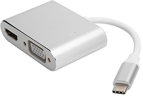 ASHATA Convertidor Tipo C a HDMI VGA, USB C a HD Interfaz Multimedia Adaptador de Video VGA, Convertidor Divisor de múltiples Pantallas Macho a Hembra para teléfonos portátiles