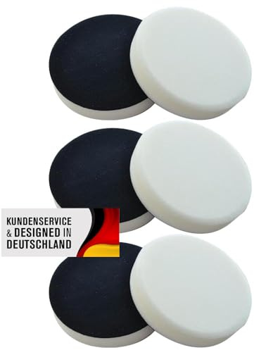 Polierschwamm Set 180mm Klett In Verschiedenen Härtegraden Und Setgrößen Polierschwämme Für Die Poliermaschine Polierpads Polierset Kletthaftend Gewaffelt Oder Glatt (Soft Weiß, 6er Set)