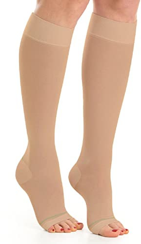 Relaxsan Antitrombo M0350A (1 Paio - Beige, L) gambaletti punta aperta antiembolismo per degenza K1 compressione graduata 18-23 mmHg
