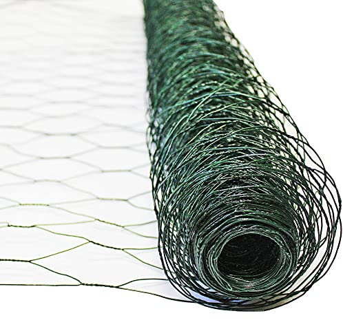 The Mesh Company Wire Mesh Galvanized & Green Chicken Wire Mesh Fencing Hexagonal Mesh Poultry Netting for Vegetable Garden Animal (50mm Green PVC 400mm x 10 Metre Roll)