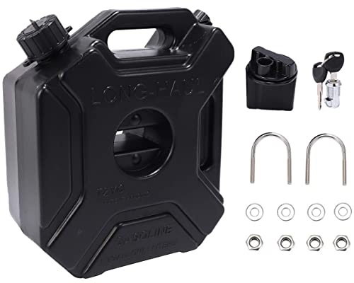 Fayrimi 5L Black Fuel Tank Can Car Motorcycle Replacement Petrol Oil Tank Backup Jerrycan Fuel Jug Canister with Lock & Key 454464