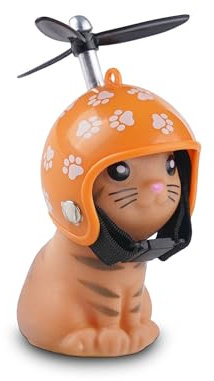Winkee - Fahrradkätzchen mit Helm | Die schöne Katze Fahrra mit Propeller | Maskottchen und Dekoration aus Gummi für Fahrrad