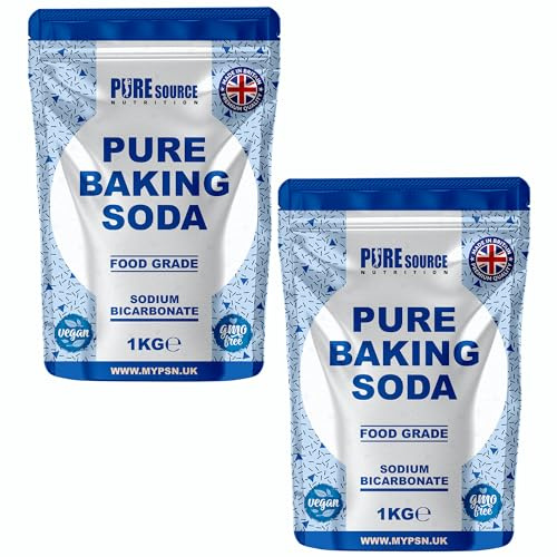 Pure Baking Soda 1KG x 2 = 2KG VEGAN 100% Sodium Bicarbonate of Soda Food Grade | Baking Soda for Cooking & Drinking & Cleaning | Aluminium Free | BPA Free | Raising Agent