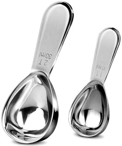 2 Stück Messlöffel Edelstahl Kaffeelöffel Portionierer - Dosierlöffel 30g Messlöffel mit Kurzem Dicker Griff zum Schöpfen von Kaffee Teepulver Zuckermehl, 1-2 Esslöffel (15ml+30ml)