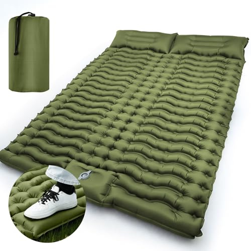 SOPPY Ultralight Self Inflating Camping Mat, 10cm Extra Thick Waterproof Sleeping Air Bed for Outdoor Camping Hiking Backpacking With Built In Foot Pump