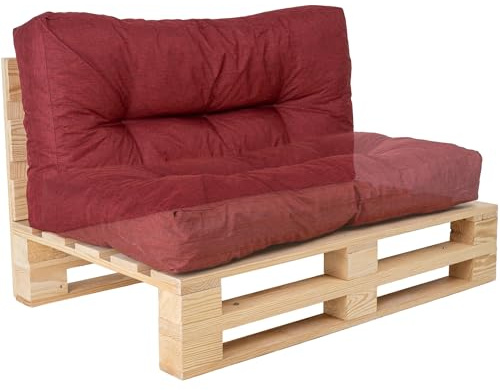 bananair - Cuscini per Pallet - Tessuto Idrorepellente e Anti-UV - Molto Confortevole, Imbottito in Schiuma - Cuscini per Divano Esterno Giardino (Cuscino di Seduta o Schienale 120x60 cm, Rosso)
