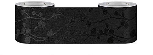 Wasserdichte Tapetenbordüre für Kinderzimmer, schwarze Ranke, abnehmbarer Wandaufkleber mit Taillenlinie, Fußleiste, PVC, dekorative Bordüre für Badezimmer, Wohnzimmer, Küche, 20 cm x 500 cm