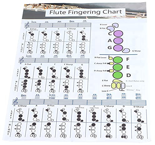 Flöten-Grifftabelle, Weiche Weiße Flöten-Griff-Akkordtabelle Zum Üben von Lehrhilfsinstrumenten (Grifftabelle für Flöte, groß (56 x 40 cm))