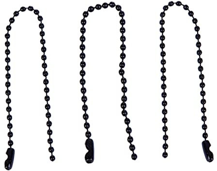 KONTONTY Perlenkette 100 Stück 2,4mm Rund Eisen Tag Kette Lackiert Schwarz Selbstgemacht Schmuck Zubehör Einstellbar Für Schlüsselanhänger Und Dekoration