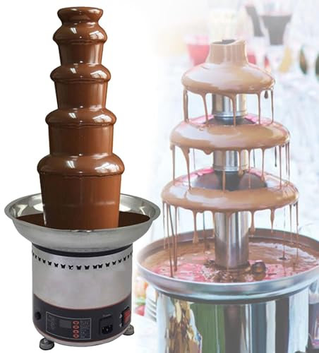 CFDZCP Chocolate Fondue Maker Commercial Large Chocolate Fountain Fondue Set, Stainless Steel Hot Chocolate Maker With Heat Melting, Ideal For Cheese, BBQ Sauce, Candy, Ranch Or Party Wedding(5Tier)