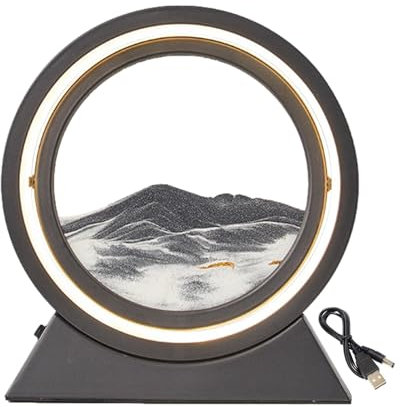 Dtaigou Bewegliche Sandkunstlampe, Sandkunsttischlampe - Fließende Sandmalerei-Tischlampe - 360° drehbare -Tiefseelandschaft, 3 Farben, beruhigendes Fidget, dynamische Sandkunst, Sandlandschaften