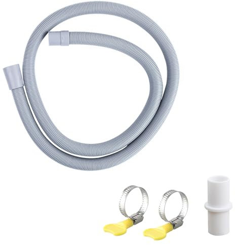 Tubo de Desagüe para Lavadora y Lavavajillas - Kit de Extensión de Manguera de Drenaje de Durabilidad con Conector de Manguera de Desagüe y 2 Abrazaderas de Manguera para Lavadora