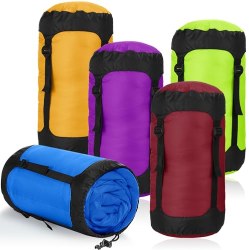 Gulfmew 5 Stück wasserdichte Aufbewahrungsbeutel je 20L/ 100L Ultraleicht wasserdichte Packsäcke Trockenbeutel Dry Bag Set mit 2 Verstellbar Schultergurt für Kajak Wandern Camping