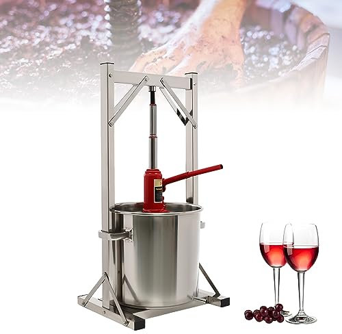 HINOPY Spremiagrumi manuale da 22 l, in acciaio inox, spremiagrumi con idraulico, per sidro, vino d'uva, formaggio, ecc