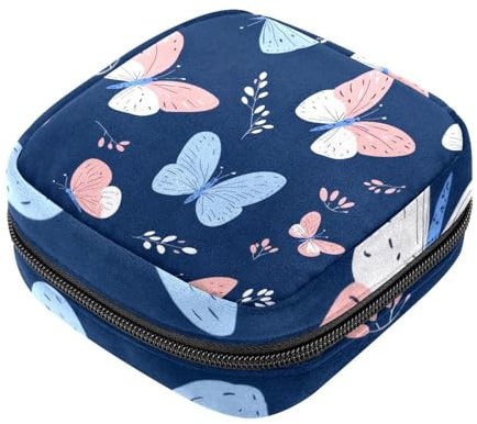 Borsa porta assorbenti con farfalla, per il primo ciclo mestruale, per ragazze e donne, per coppette mestruali femminili