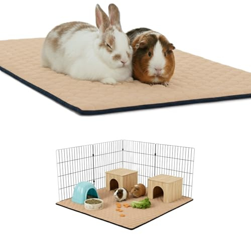 NEO SOLVO Fleece-Käfigeinlage für Meerschweinchen und Kaninchen | 70 x 35 cm – Beige – Saugfähig und wasserdicht – Waschbar – Käfig und Laufstall sowie C&C 2x1 - Perfekte Einstreu