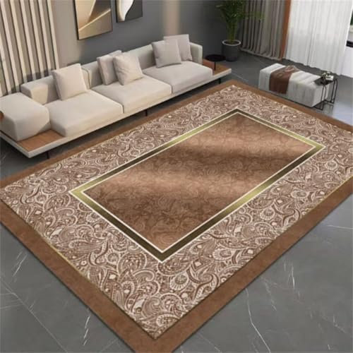 AITROMNI Teppichboden Auslegware Teppich Landhausstil Sofa Kaffee Farbe Dekoration ist leicht zu reinigen und langlebig 140X270CM