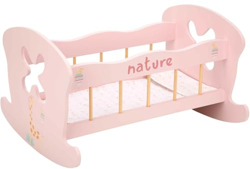 ARIAS-Cama balancín de Madera de la colección Nature. Incluye una Almohada y Colcha a Juego. Medidas: 50x39,5x29,5 CM. Juguete Niños +3 años (ARI21583)