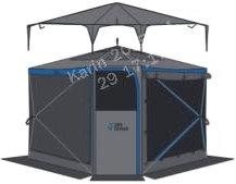 JOYTUTUS Doppelnutzungs-Popup-SUV-Zelte für Camping, 3 x 3,2 Meter großer Raum mit 2 Zimmern, Autozelt für Familiencamping, 5-Seiten-Vordach, tragbare Tragetasche, Grau-Blau