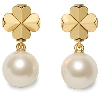 Kate Spade New York Spade Flower Pearl Drop Earrings, White Gold