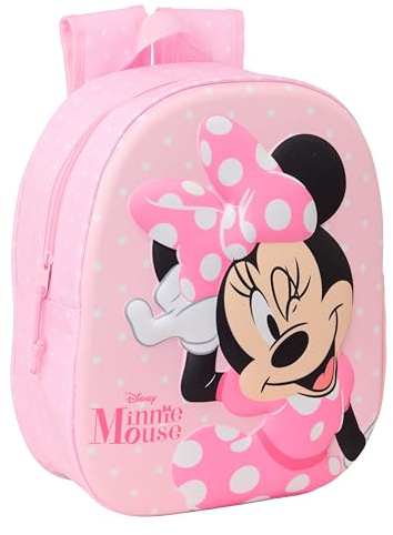 safta MINNIE MOUSE 3D – Zaino scolastico, con design 3D, adattabile al carrello, ideale per bambini di diverse età, comodo e versatile, qualità e resistenza, 27 x 10 x 33 cm, Rosa, M, Casual