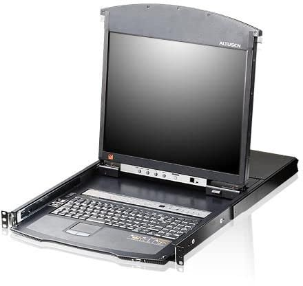 ATEN 344589 KVM-Switch Cat.5E/6 Over IP 16 Ports mit LCD 17 Dual Rail, KL1516AIM Schwarz