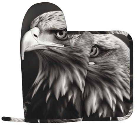 Eagle Lot de 2 gants de cuisine et maniques en silicone antidérapants et résistants à la chaleur Noir et blanc