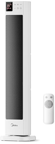 Midea 2000W Electric Heater, Thermostat, Remote, 3 Modes, 24H Timer | Instant warm airflow, 3 modes, thermostat, 24H timer, remote control, quiet operation, overheat and tip‑over protection