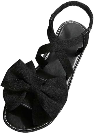 Generisch Sandals Women's Summer Elegant Sandals Open Shoes Wide Feet Chic Slippers Summer Shoes Comfortable Slingback Barefoot Sandals Flat Women's Sandals with Bow-Knot